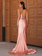 Telah | Glitter Mermaid Yellow Sweetheart Cut - out Long Prom Dress with Beading - KissProm