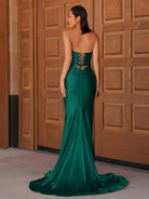 Telah | Glitter Mermaid Yellow Sweetheart Cut - out Long Prom Dress with Beading - KissProm