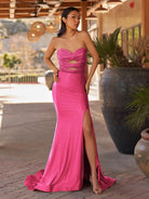 Telah | Glitter Mermaid Yellow Sweetheart Cut - out Long Prom Dress with Beading - KissProm