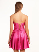 Tricia | A - line Strapless Fuchsia Pleated Homecoming Dress with Keyhole - KissProm