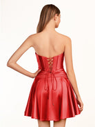 Tricia | A - line Strapless Fuchsia Pleated Homecoming Dress with Keyhole - KissProm