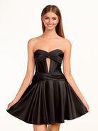 Tricia | A - line Strapless Fuchsia Pleated Homecoming Dress with Keyhole - KissProm