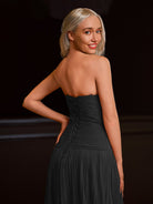 Tyrone | Strapless Keyhole Pleated A - Line Prom Dress - KissProm