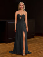 Tyrone | Strapless Keyhole Pleated A - Line Prom Dress - KissProm