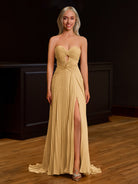 Tyrone | Strapless Keyhole Pleated A - Line Prom Dress - KissProm
