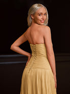 Tyrone | Strapless Keyhole Pleated A - Line Prom Dress - KissProm