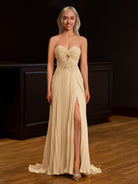 Tyrone | Strapless Keyhole Pleated A - Line Prom Dress - KissProm