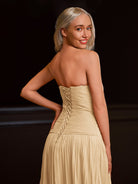 Tyrone | Strapless Keyhole Pleated A - Line Prom Dress - KissProm