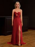 Tyrone | Strapless Keyhole Pleated A - Line Prom Dress - KissProm