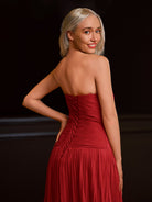 Tyrone | Strapless Keyhole Pleated A - Line Prom Dress - KissProm