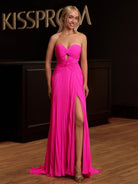 Tyrone | Strapless Keyhole Pleated A - Line Prom Dress - KissProm