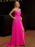 Tyrone | Strapless Keyhole Pleated A - Line Prom Dress - KissProm