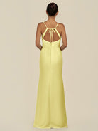 KissDress-Unity Buttercup Sheath Spaghetti Straps Chiffon Ruched Long Bridesmaid Dress