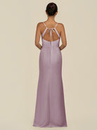 KissDress-Unity Dusk Sheath Spaghetti Straps Chiffon Ruched Long Bridesmaid Dress