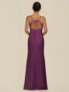 KissDress-Unity Fig Sheath Spaghetti Straps Chiffon Ruched Long Bridesmaid Dress