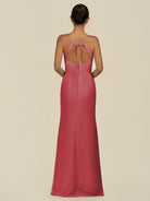 KissDress-Unity Merlot Sheath Spaghetti Straps Chiffon Ruched Long Bridesmaid Dress