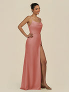 KissDress-Unity Mulberry Sheath Spaghetti Straps Chiffon Ruched Long Bridesmaid Dress