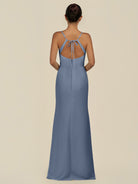 KissDress-Unity Neptune Sheath Spaghetti Straps Chiffon Ruched Long Bridesmaid Dress