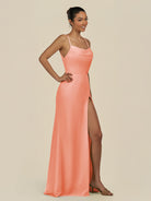 KissDress-Unity Rosette Sheath Spaghetti Straps Chiffon Ruched Long Bridesmaid Dress