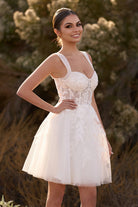 Unqiue A - Line Sweetheart Sequin Short Wedding Dress with Appliques - KissProm