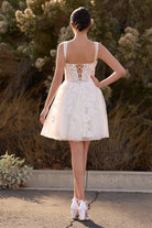 Unqiue A - Line Sweetheart Sequin Short Wedding Dress with Appliques - KissProm
