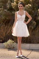 Unqiue A - Line Sweetheart Sequin Short Wedding Dress with Appliques - KissProm