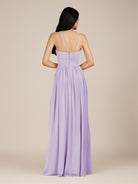 KissDress-Ursa Lavender A Line Chiffon Halter Neck Long Bridesmaid Dress with Pleats