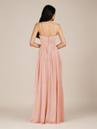 KissDress-Ursa Rose Petal A Line Chiffon Halter Neck Long Bridesmaid Dress with Pleats