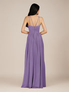 KissDress-Ursa Tahiti A Line Chiffon Halter Neck Long Bridesmaid Dress with Pleats
