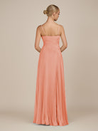 KissDress-Vionnet Rosette A-Line V Neck Pleated Chiffon Long Bridesmaid Dress with Slit