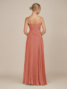 KissDress-Vionnet Wild Rose A-Line V Neck Pleated Chiffon Long Bridesmaid Dress with Slit