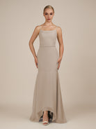 KissDress-Virelai Almond Sheath Scoop Neck Chiffon Long Bridesmaid Dress