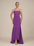 KissDress-Virelai Amethyst Sheath Scoop Neck Chiffon Long Bridesmaid Dress