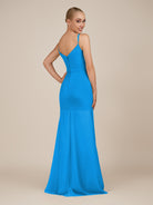 KissDress-Virelai Blue Jay Sheath Scoop Neck Chiffon Long Bridesmaid Dress