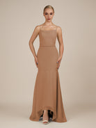 KissDress-Virelai Bronzer Sheath Scoop Neck Chiffon Long Bridesmaid Dress
