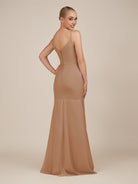 KissDress-Virelai Bronzer Sheath Scoop Neck Chiffon Long Bridesmaid Dress
