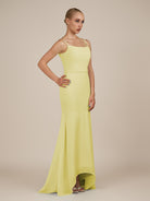 KissDress-Virelai Buttercup Sheath Scoop Neck Chiffon Long Bridesmaid Dress