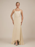 KissDress-Virelai Champagne Sheath Scoop Neck Chiffon Long Bridesmaid Dress