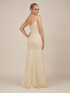KissDress-Virelai Champagne Sheath Scoop Neck Chiffon Long Bridesmaid Dress