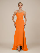 KissDress-Virelai Cinnamon Sheath Scoop Neck Chiffon Long Bridesmaid Dress