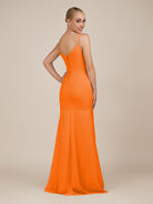 KissDress-Virelai Cinnamon Sheath Scoop Neck Chiffon Long Bridesmaid Dress