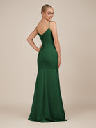 KissDress-Virelai Dark Green Sheath Scoop Neck Chiffon Long Bridesmaid Dress