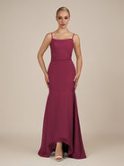 KissDress-Virelai Desert Rose Sheath Scoop Neck Chiffon Long Bridesmaid Dress