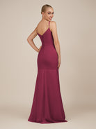 KissDress-Virelai Desert Rose Sheath Scoop Neck Chiffon Long Bridesmaid Dress