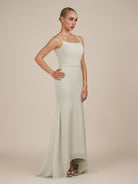 KissDress-Virelai Dove Gray Sheath Scoop Neck Chiffon Long Bridesmaid Dress
