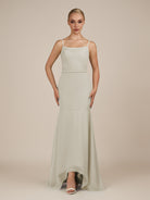 KissDress-Virelai Dove Gray Sheath Scoop Neck Chiffon Long Bridesmaid Dress
