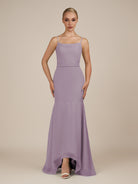 KissDress-Virelai Dusk Sheath Scoop Neck Chiffon Long Bridesmaid Dress