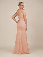 KissDress-Virelai English Rose Sheath Scoop Neck Chiffon Long Bridesmaid Dress