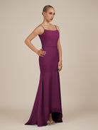 KissDress-Virelai Fig Sheath Scoop Neck Chiffon Long Bridesmaid Dress