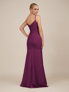 KissDress-Virelai Fig Sheath Scoop Neck Chiffon Long Bridesmaid Dress